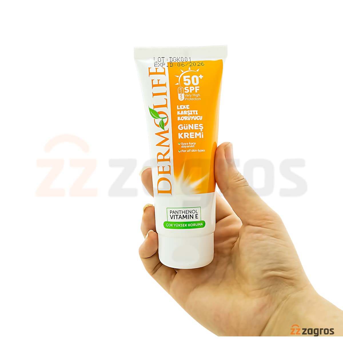 کرم ضد آفتاب ضد لک Dermolife با +SPF50 بی رنگ مناسب انواع پوست 100 میل — تصویر ۱۱