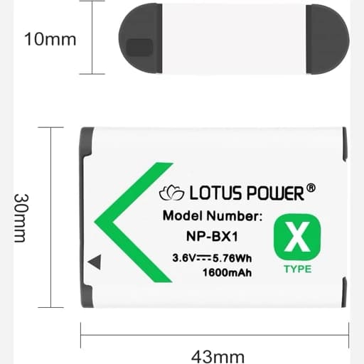 باتری دوربین عکاسی سونی مدل NP-BX1 برندlotus power اورجینال1600 میلی (پس کرایه) — تصویر ۸