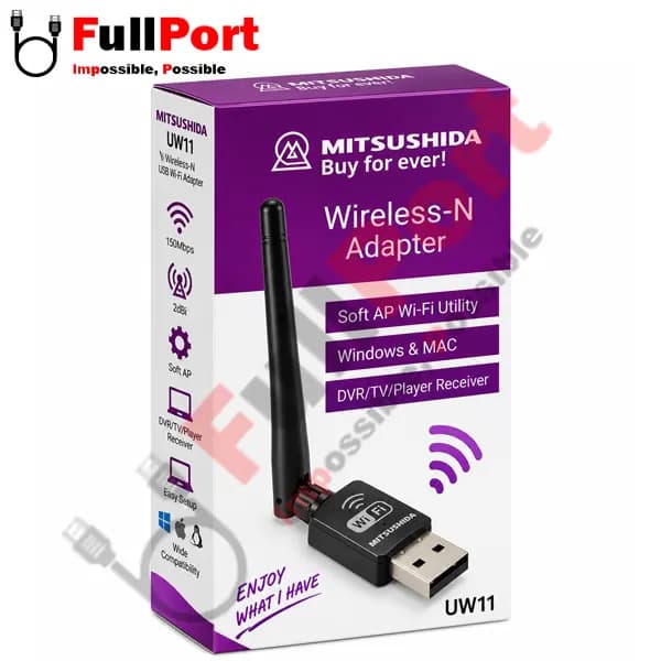 کارت شبکه بیسیم USB میتسوشیدا UW11 با آنتن 2dBi — تصویر ۲