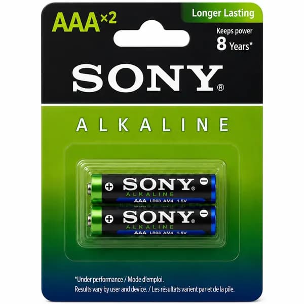 باتری آلکالاین نیم قلمی سونی مدل AAA LR03 بسته 2 عددی