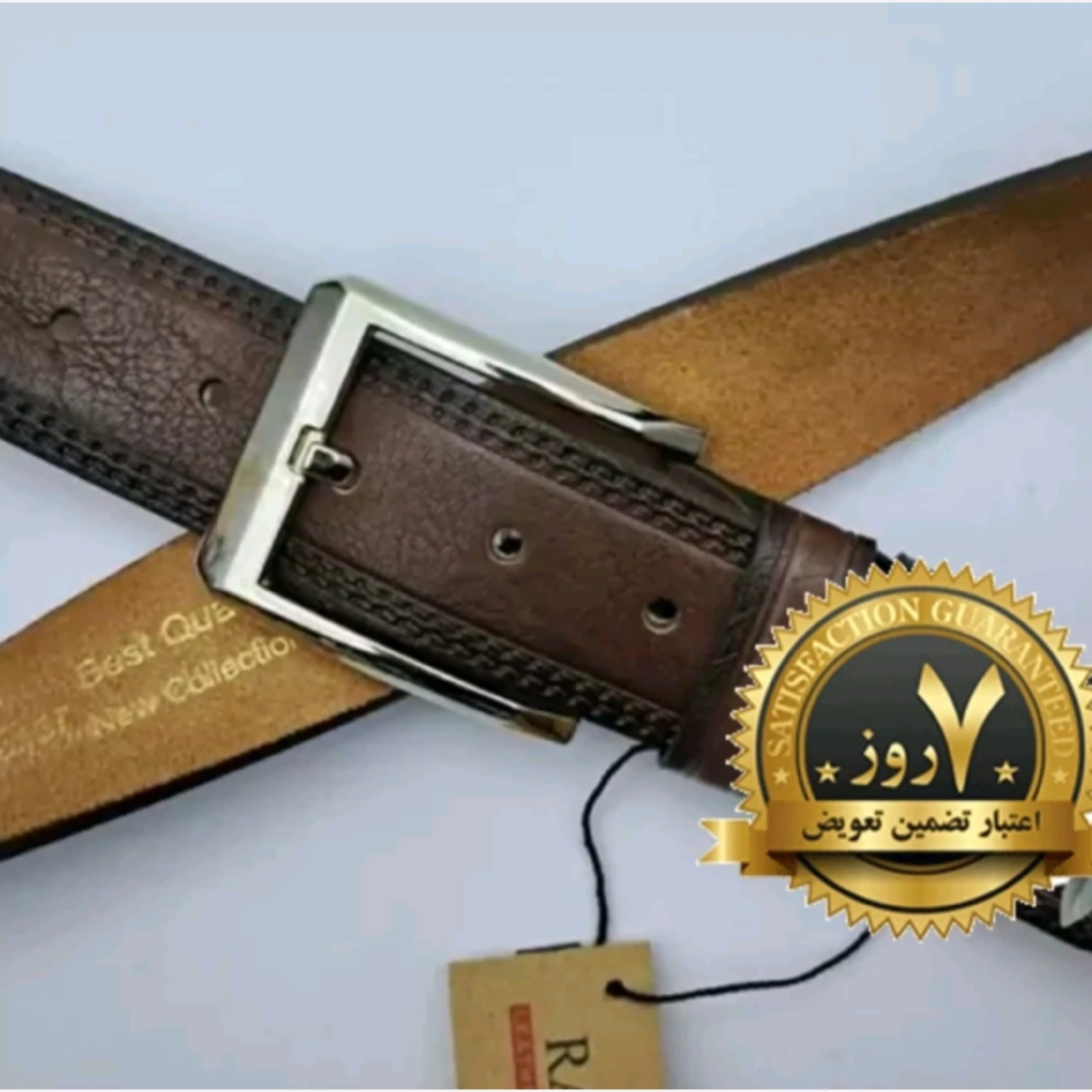 کمربند چرم مردانه رابو پهنای 35 میلیمتر با جعبه هدیه چوبی — تصویر ۸