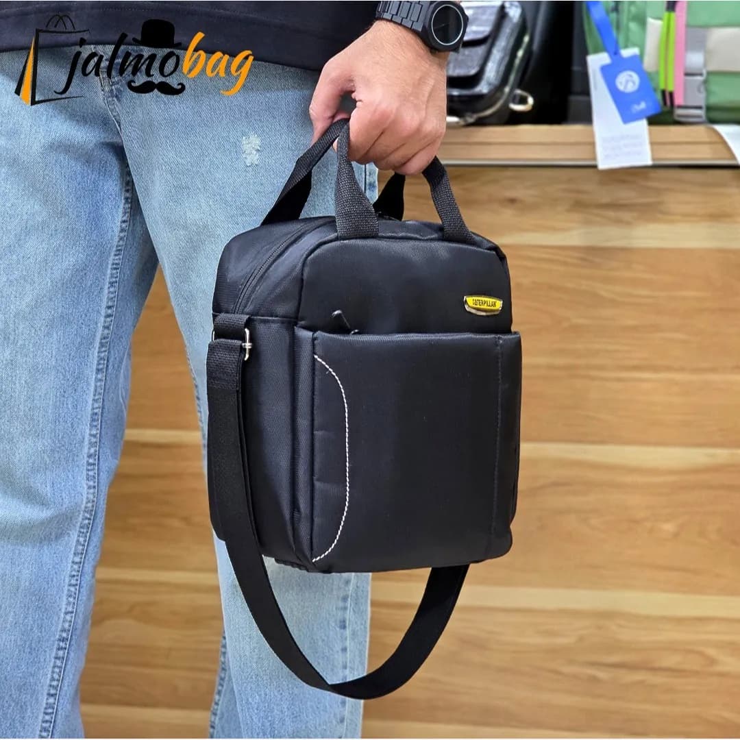 کیف ظرف غذا دستی و دوشی پارچه ای کجراه خ خارجی جیب دار — تصویر ۱۱