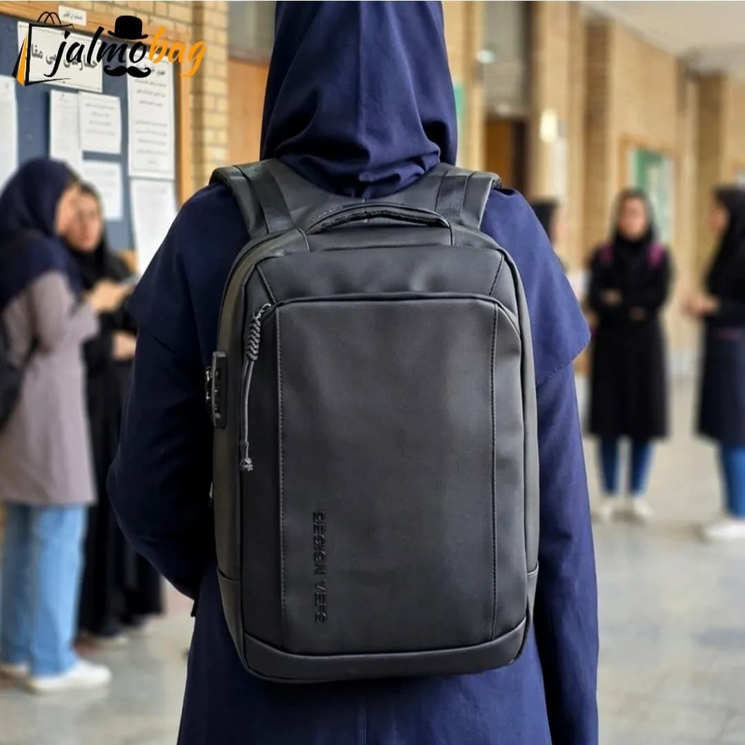 کوله پشتی لپتاپ دانشجویی و اداری قفل دار مناسب لپتاپ 17.5 اینچ — تصویر ۱۲
