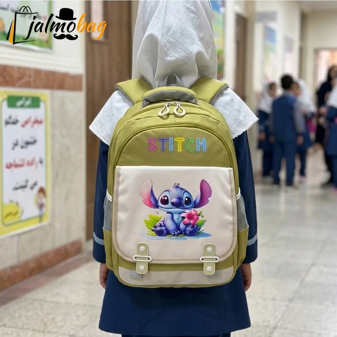 کوله پشتی مدرسه طرح استیج مناسب پیش دبستانی و دبستان جنس پارچه کجراه خارجی — تصویر ۵
