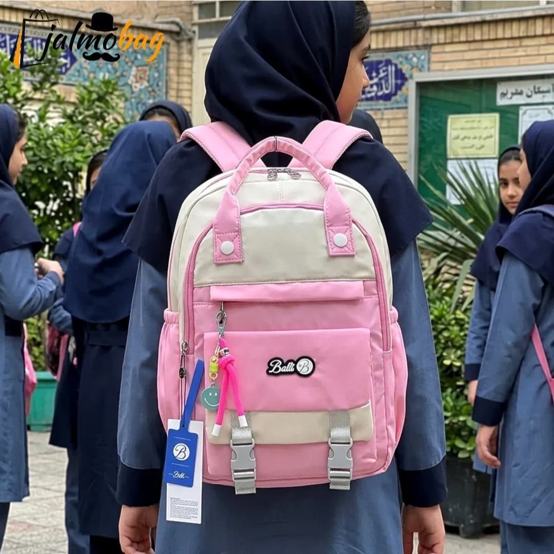 کوله پشتی مدرسه رنگی ضد آب مناسب دبستان و راهنمایی ارتفاع 40 سانتیمتر — تصویر ۹