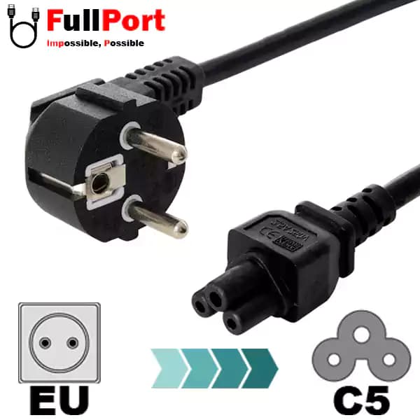 کابل برق نوت بوک EU-C5 بافو با طول 1.5 متر — تصویر ۲
