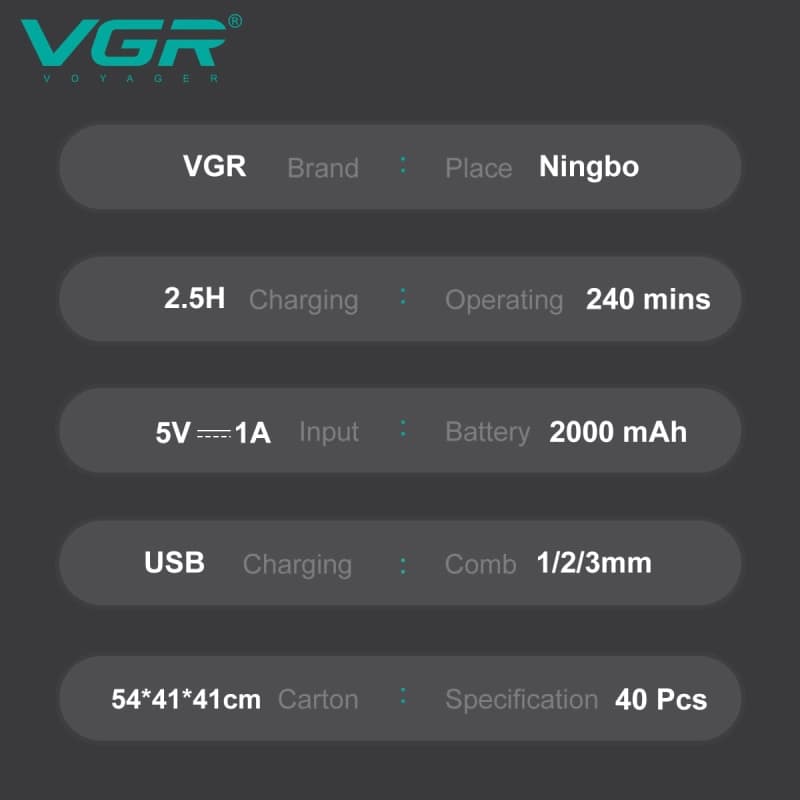 ماشین اصلاح سر و صورت وی جی آر مدل V-906 — تصویر ۸