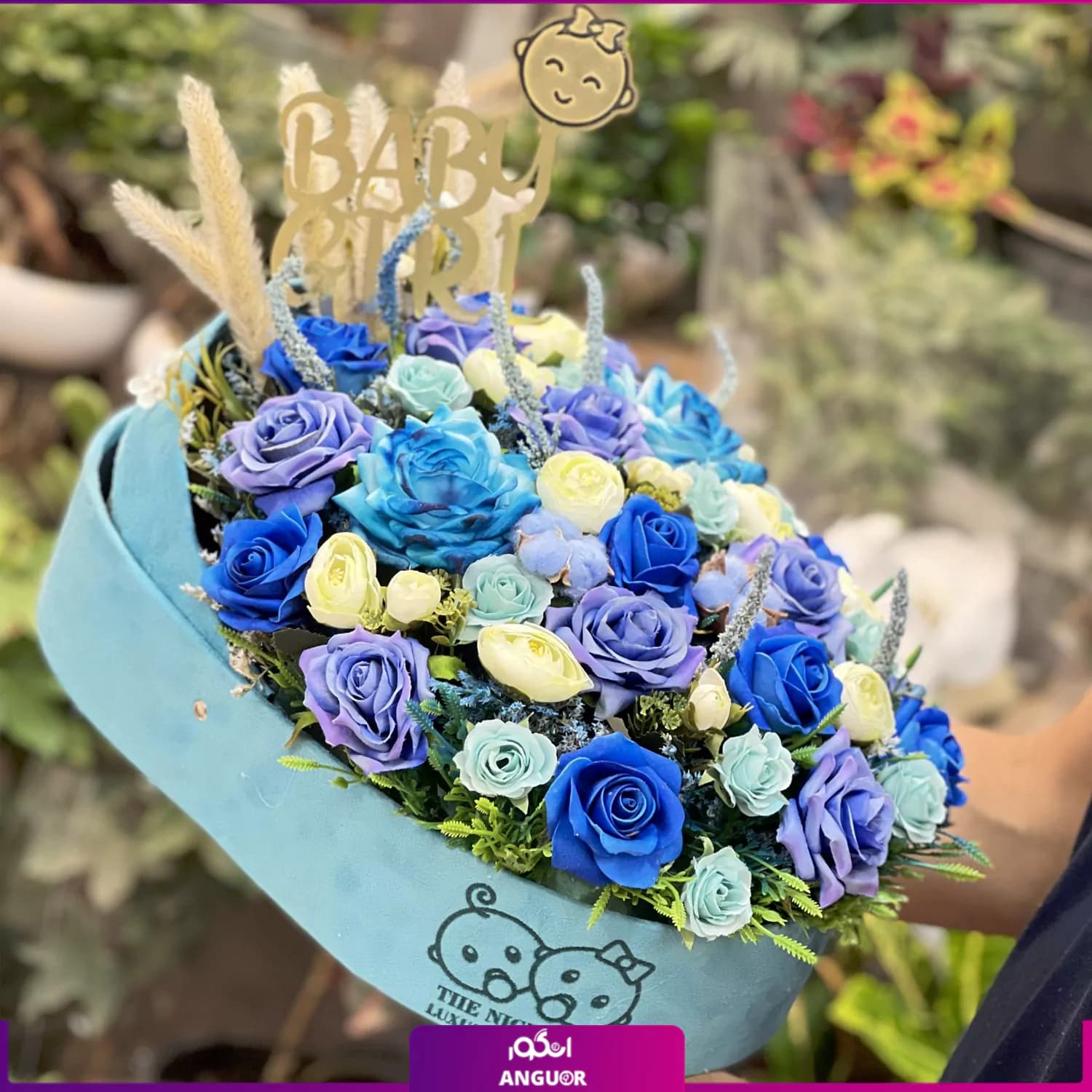 باکس گل مصنوعی مدل گهواره‌ای پسرانه — تصویر ۲