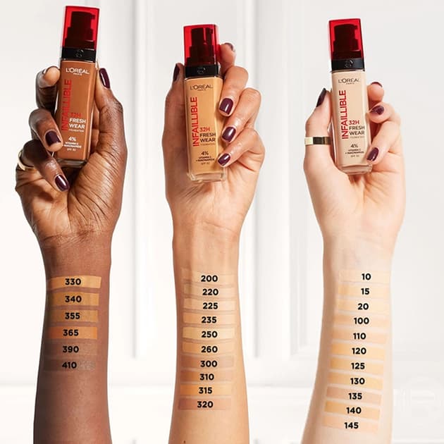 کرم پودر لورال LOREAL شیشه ای مدل INFAILLIBLE شماره 140 رنگ golden beige حجم 30 میل — تصویر ۲