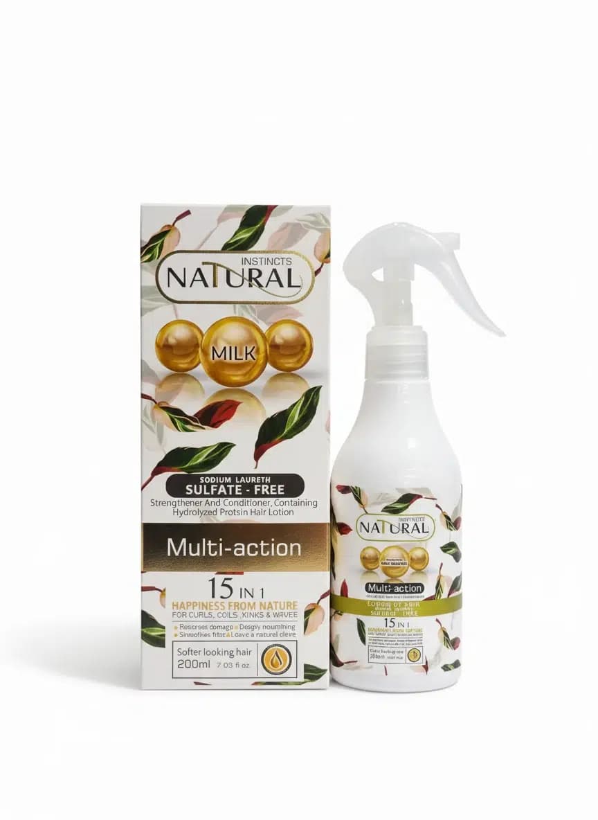 لوسیون موی نچرال NATURAL مدل Multi action موهای فر حاوی پروتئین حجم 200 میل