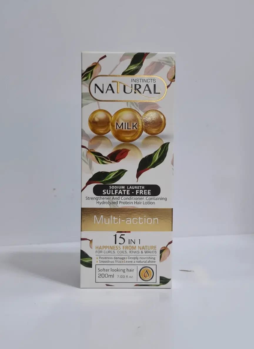 لوسیون موی نچرال NATURAL مدل Multi action موهای فر حاوی پروتئین حجم 200 میل — تصویر ۲