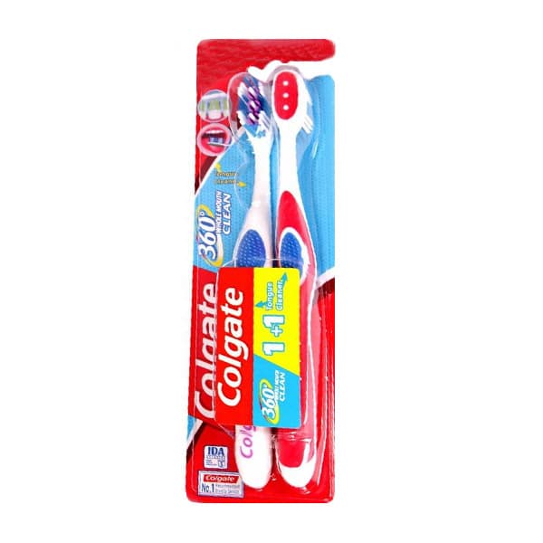 مسواک کولگیت Colgate مدل Clean 360 سری متوسط بسته 2 عددی — تصویر ۳