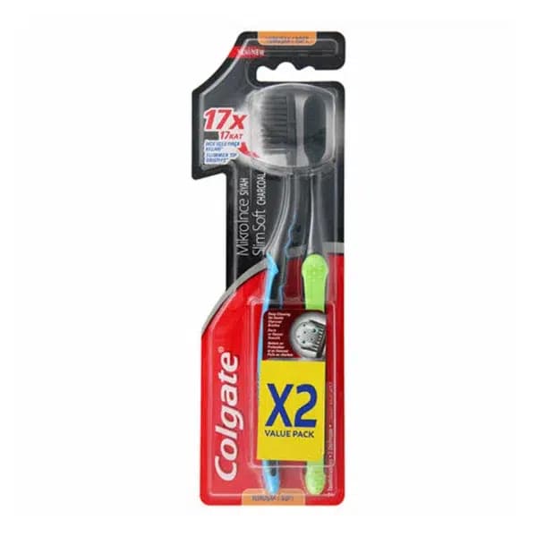 مسواک کولگیت Colgate مدل Charcoal سری نرم بسته 2 عددی — تصویر ۳