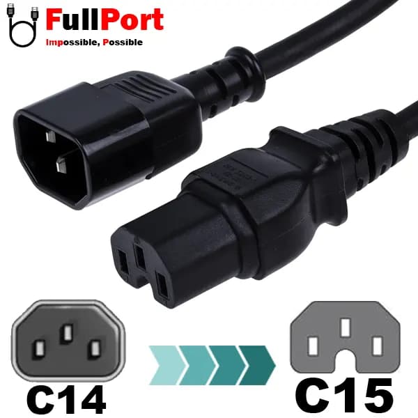 کابل برق بک تو بک C14-C15 ونتولینک مدل VE12 با طول 0.8 متر — تصویر ۲