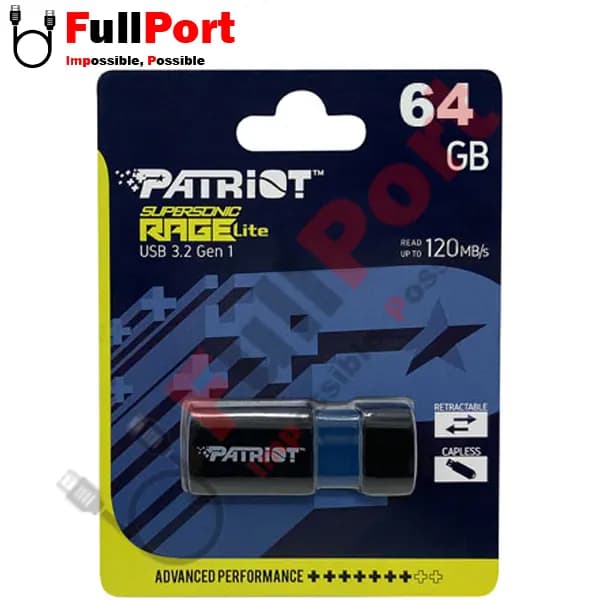 فلش پاتریوت مدل SUPERSONIC RAGE LITE PEF64GRLB32U USB3.2 Gen.1 با ظرفیت 64 گیگابایت — تصویر ۷
