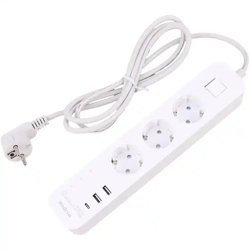 چند راهی 3 خانه برق ارت دار هادرون HADRON P343 با کابل 1.8 متری + شارژر USB و Type-C — تصویر ۹
