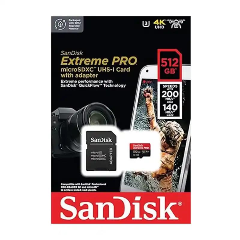 کارت حافظه میکرو 512 گیگ سن دیسک SanDisk Extreme Pro V30 U3 A2 C10 200MB/s — تصویر ۴