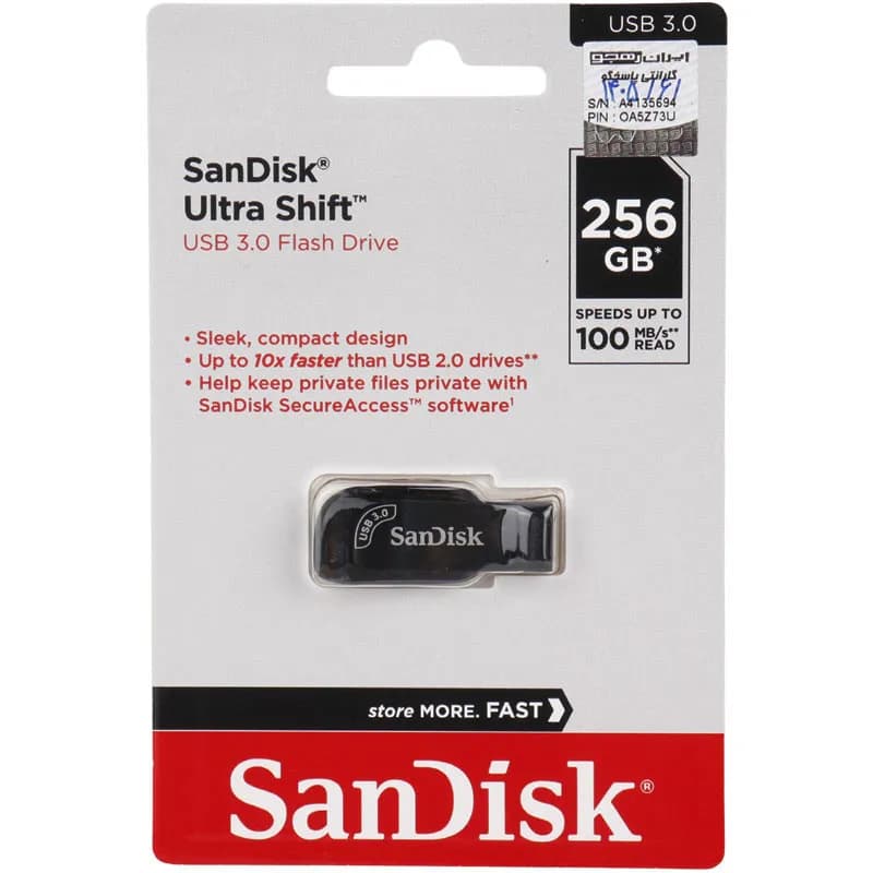 فلش 256 گیگ سن دیسک Sandisk Ultra Shift CZ410 USB3.2 — تصویر ۸