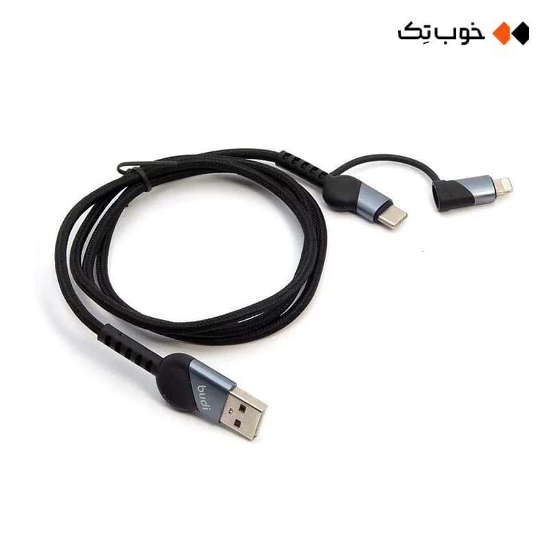 کابل شارژ USB به USB-C / لایتنینگ Budi DC231TL10B — تصویر ۶