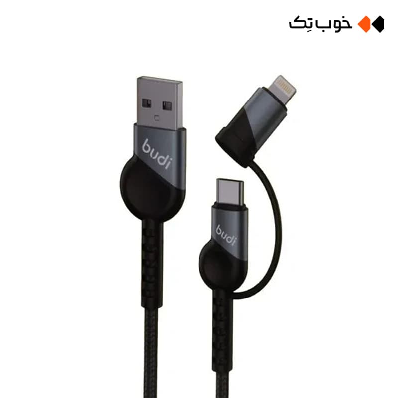 کابل شارژ USB به USB-C / لایتنینگ Budi DC231TL10B