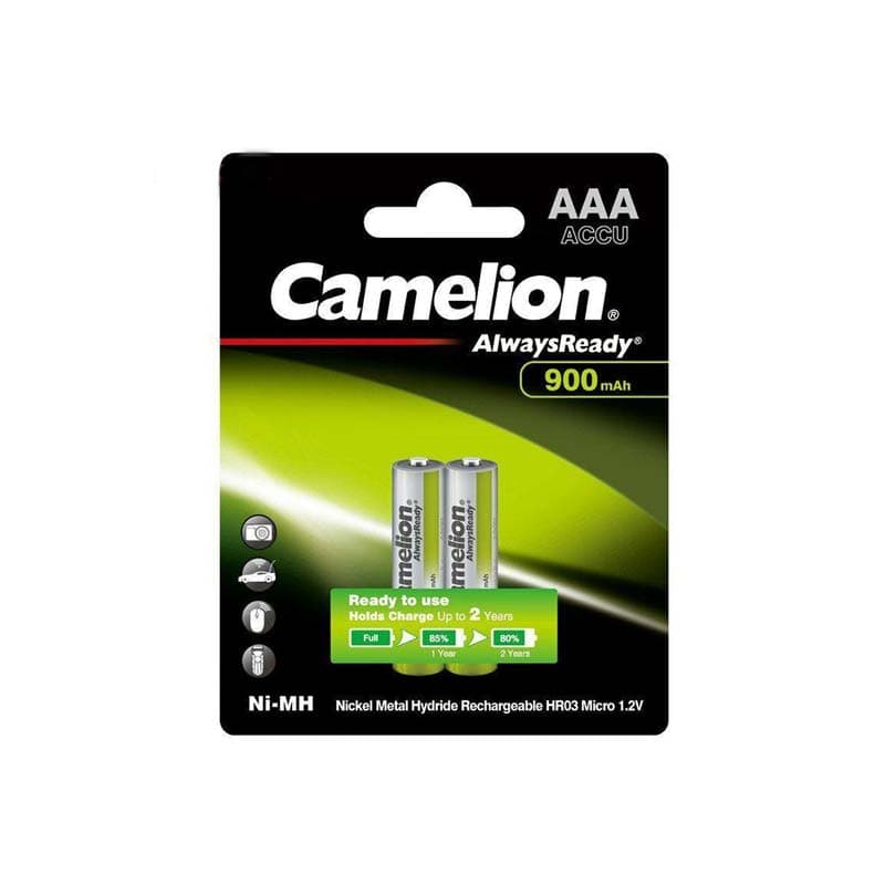 باتری ۲ تایی نیم قلمی شارژی کملیون Camelion AlwaysReady 1.2V AAA 900mAh — تصویر ۴