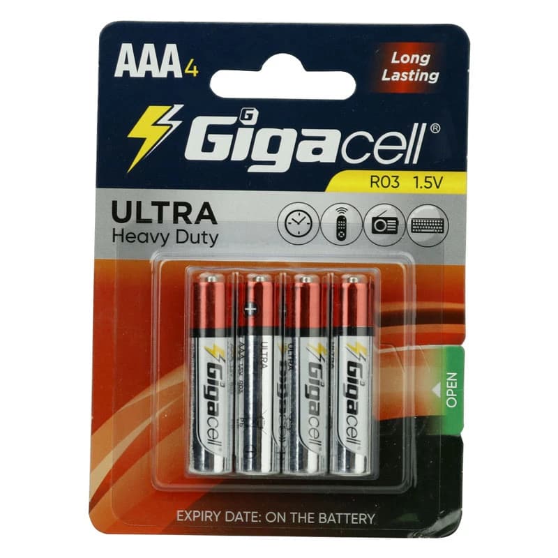 باتری چهارتایی نیم قلمی Gigacell Ultra Heavy Duty R03 1.5V AAA — تصویر ۷
