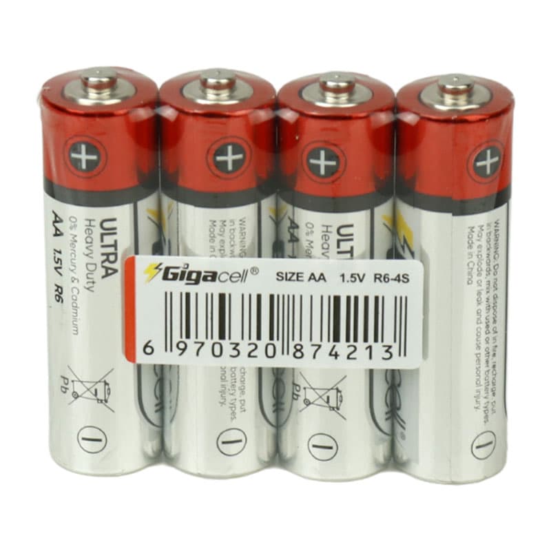 باتری چهارتایی قلمی Gigacell Ultra Heavy Duty R6 1.5V AA شرینگ — تصویر ۶
