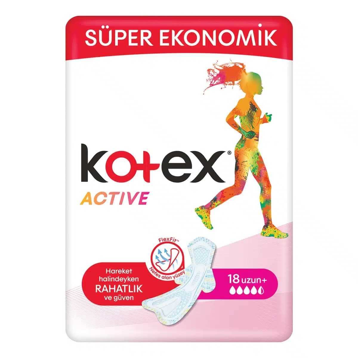 نوار بهداشتی بلند کوتکس kotex مدل ACTIVE تعداد 18عدد — تصویر ۲