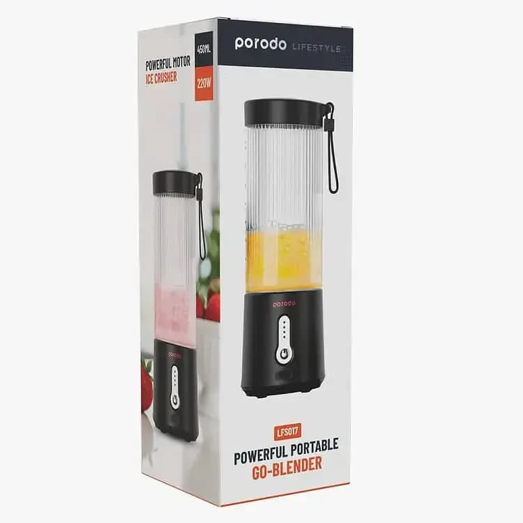 مخلوط کن و شیکر شیشه ای پرودو مدل با ظرفیت 450 میلی لیتر مدل POWERFUL PORTABLE GO-BLENDER LFS017 — تصویر ۲