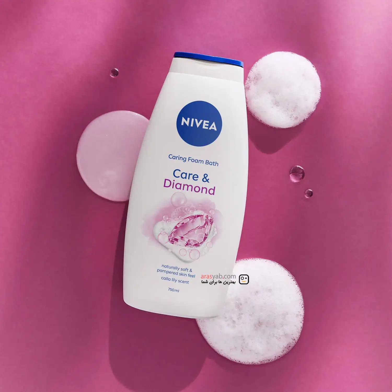 شامپو بدن نیوا nivea مدل دیاموند CARE AND DIAMOND اصل آلمان حجم 750 میل — تصویر ۲