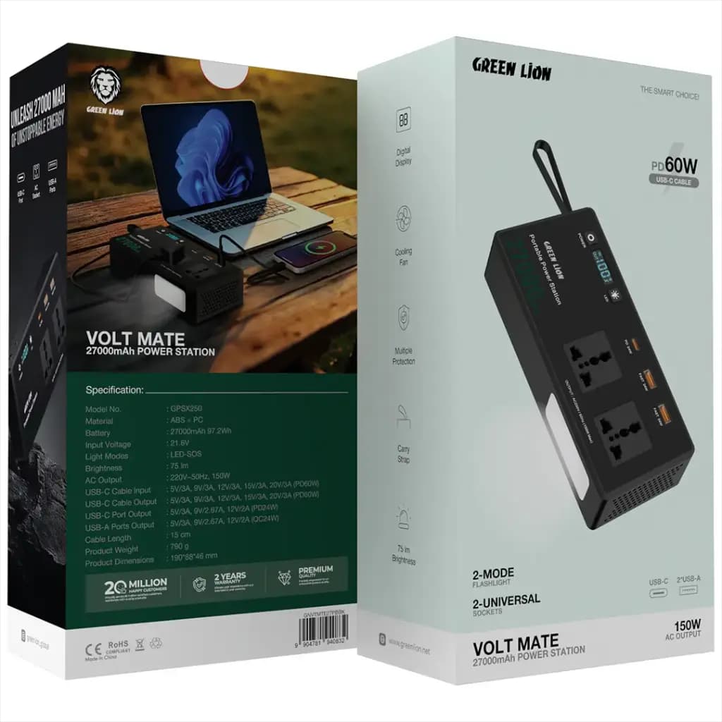 پاور بانک 27000 میلی آمپر 150 وات گرین لاین Green Lion Volt Mate 27000mAh Power Station — تصویر ۲