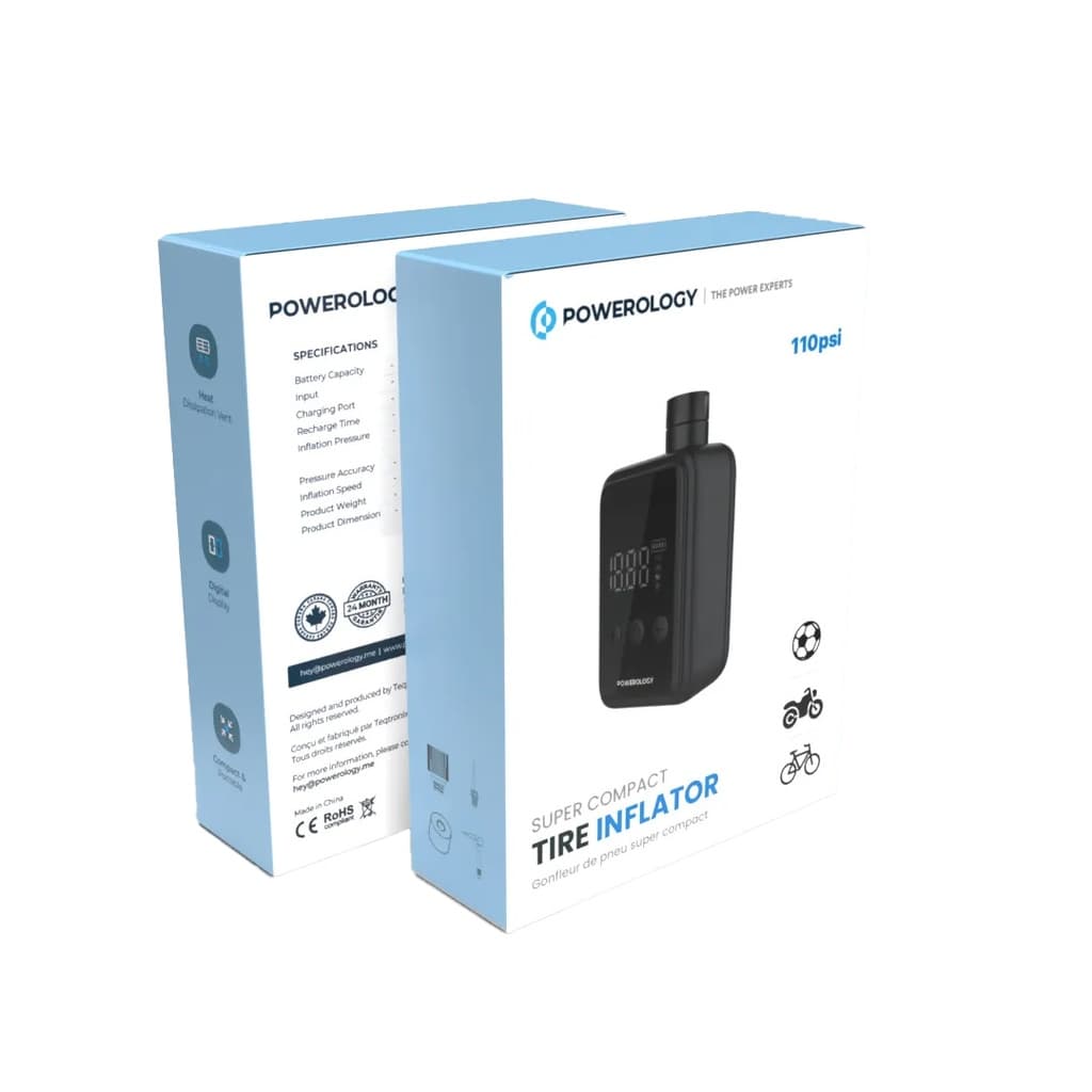پمپ باد و کمپرسور شارژی سوپر کامپکت پاورولوژی مدل Powerology Super Compact Tire Inflator – P25CMAPBK — تصویر ۶