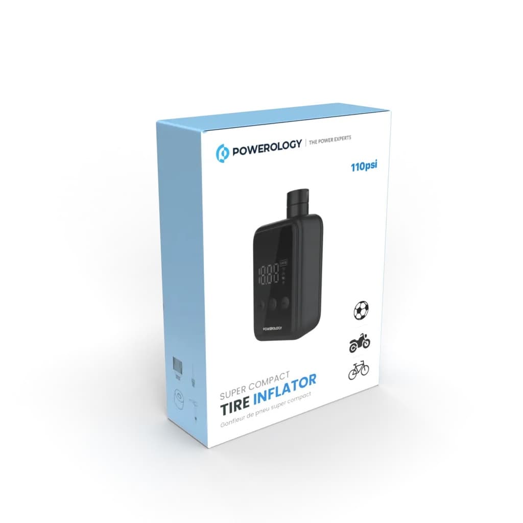 پمپ باد و کمپرسور شارژی سوپر کامپکت پاورولوژی مدل Powerology Super Compact Tire Inflator – P25CMAPBK — تصویر ۵