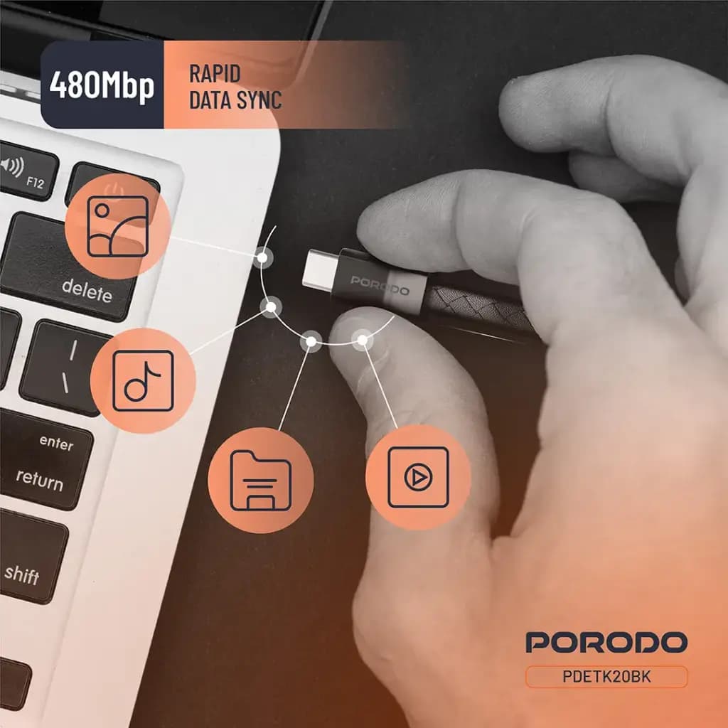 کابل مچی USB-C به USB-C پرودو با قفل مغناطیسی استیل مدل Porodo USB-C to USB-C Wristband Cable Magnetic Steel Clasp — تصویر ۱۱