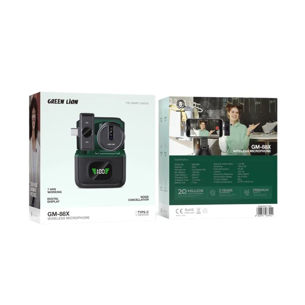 میکروفون یقه ای تک کاربره بی سیم گرین لاین مدل Green Lion Wireless Microphone GM-88X — تصویر ۵