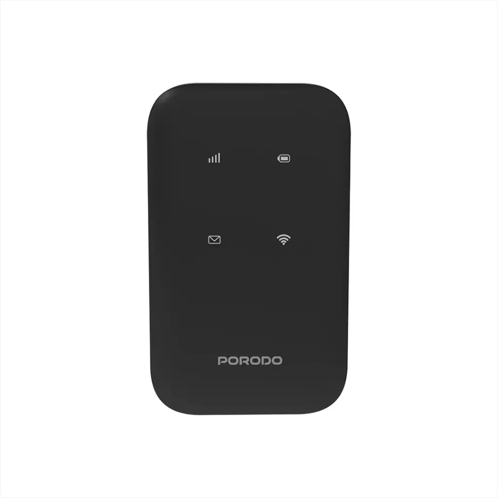 مودم جیبی شارژی سیم کارتی قابل حمل پرودو مدل Porodo pocket router LFS132 4G LTE WiFi 6