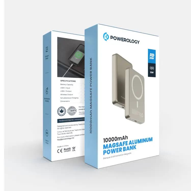 پاوربانک پاورولوژی 10000میلی‌آمپر 20 وات Powerology PP034 MagSafe Aluminum — تصویر ۱۰