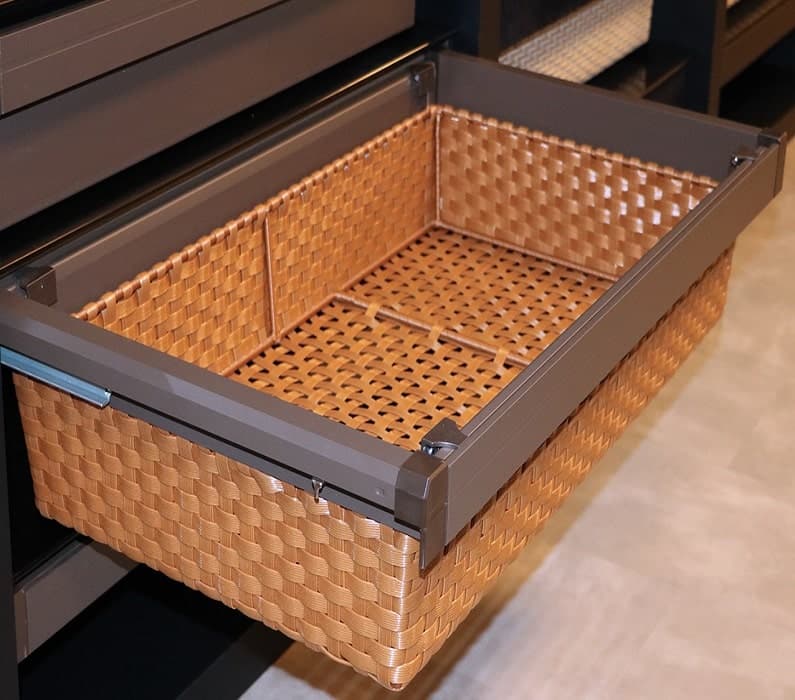 سبد حصیری ریلی داخل کمد رنگ موکا طرح ایتالین سایز 60 فانتونی کد J517