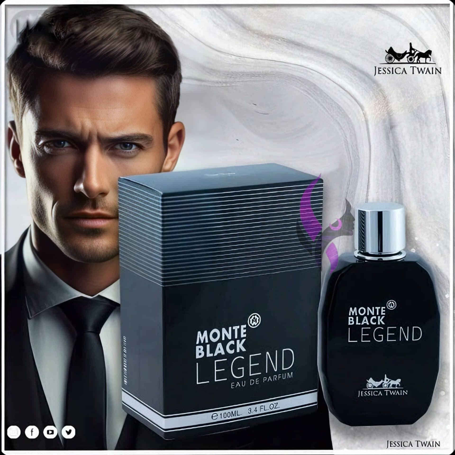 عطر ادکلن مردانه مون بلان لجند جسیکا توین فرانسه مدل مونت بلک لجند (Jessica Twain Monte black legend) حجم 100 میل — تصویر ۲