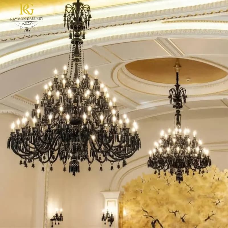 لوستر طبقاتی باکارات مشکی (65 شاخه)