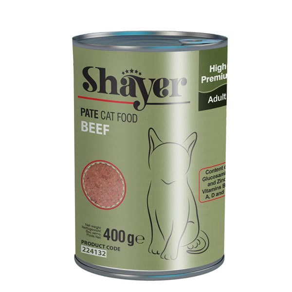 کنسرو گربه 400 گرمی شایر با طعم گوشت – Shayer Beef