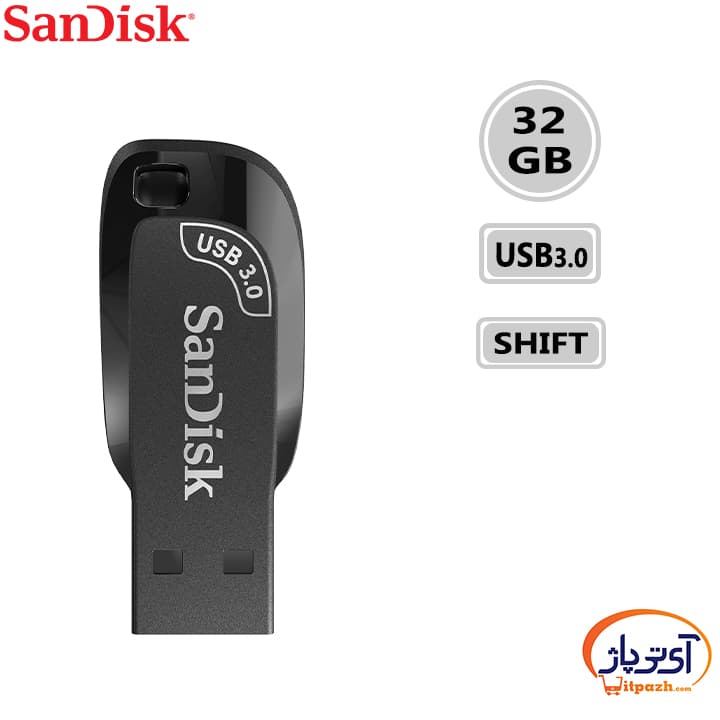 فلش مموری USB3.2 سن دیسک 32 گیگابایت مدل SanDisk ULTRA SHIFT CZ410