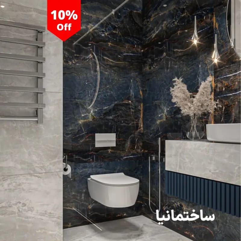 سرامیک ایروبیک آبی پولیش 60×120 – کارخانه نوین | پرسلان سوپر پولیش براق مناسب کف فضاهای لاکچری — تصویر ۴