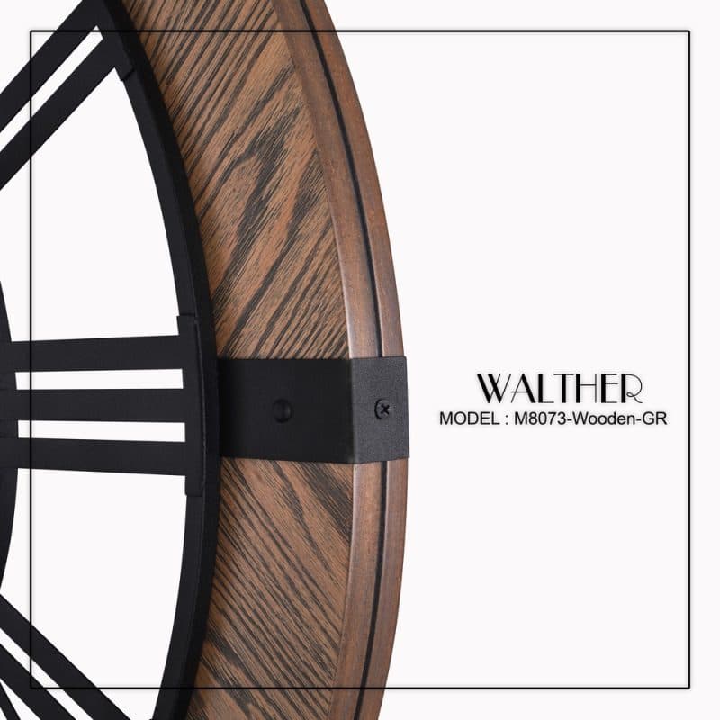 ساعت دیواری قطر 80 ترکیب چوب و فلز M_8076Wooden_GR — تصویر ۴