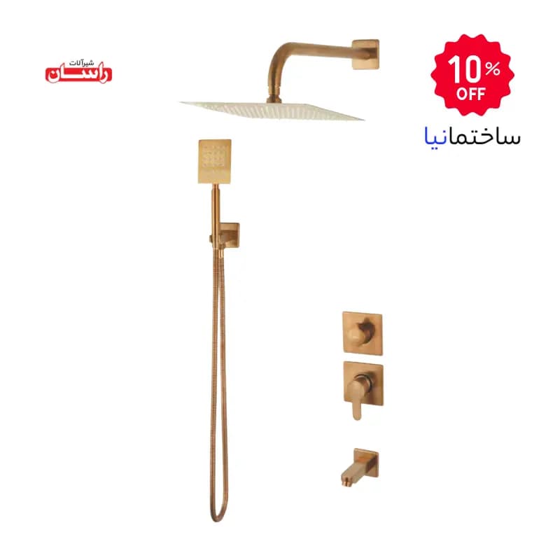شیر حمام توکار راسان مدل ویوات فلت کلاس ۱ – طراحی مدرن با آبکاری متنوع — تصویر ۲