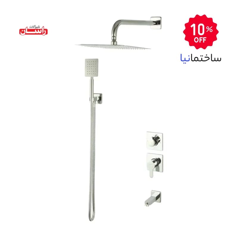 شیر حمام توکار راسان مدل ویوات فلت کلاس ۱ – طراحی مدرن با آبکاری متنوع
