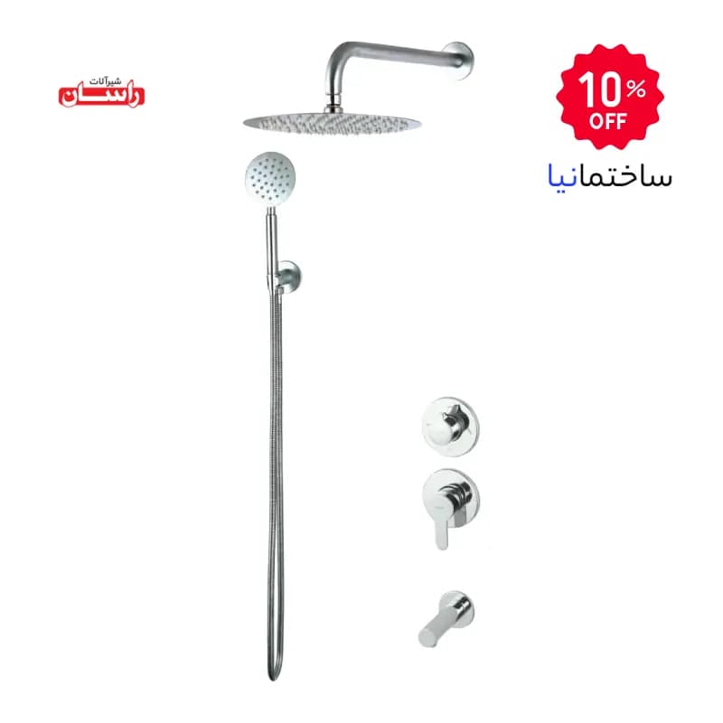شیر توکار راسان مدل ویوات – تنسو کلاس 1 در دو رنگ طلایی و استیل با طراحی مدرن