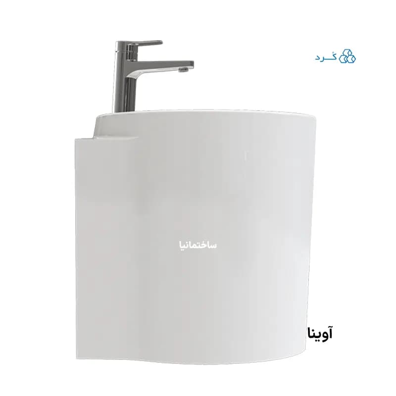 روشویی دیواری آوینا با طراحی استوانه‌ای مدرن و خروجی سرریز — تصویر ۲