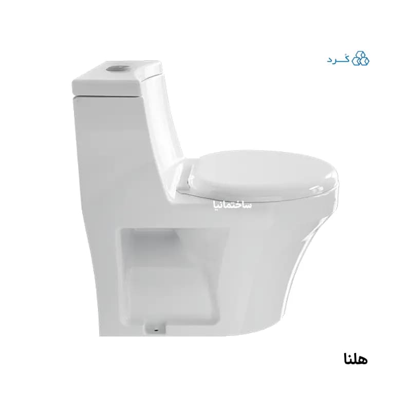 توالت فرنگی هلنا چینی کرد با سیستم فلاش ریزشی و آکس ۱۲ سانتیمتر | ابعاد کوچک و عملکرد اقتصادی — تصویر ۳