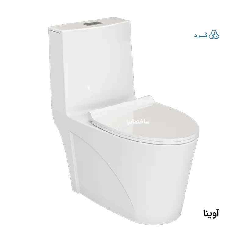توالت فرنگی آوینا چینی کرد با طراحی صاف و سیستم فلاش توربوجت دوزمانه | تانک بلند و درب آرام‌بند